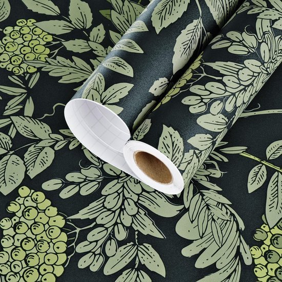 Unyqoos® en zwart jungle wandbehang met zelfklevende meubelfolie voor interieur