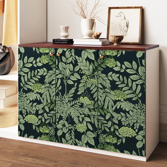 Unyqoos® en zwart jungle wandbehang met zelfklevende meubelfolie voor interieur