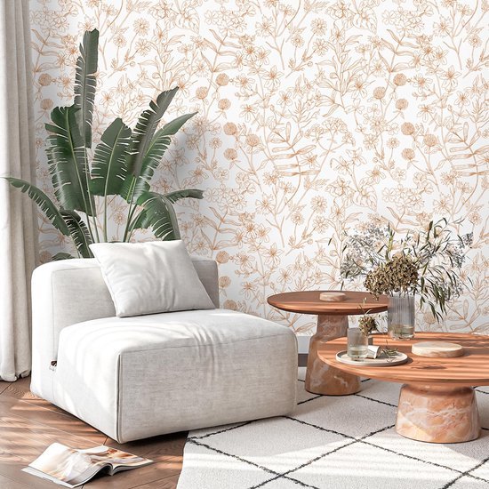 Unyqoos® Zelfklevende vintage bloemenbehang voor slaapkamer en woonkamer decoratie