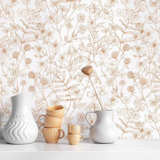 Unyqoos® Zelfklevende vintage bloemenbehang voor slaapkamer en woonkamer decoratie