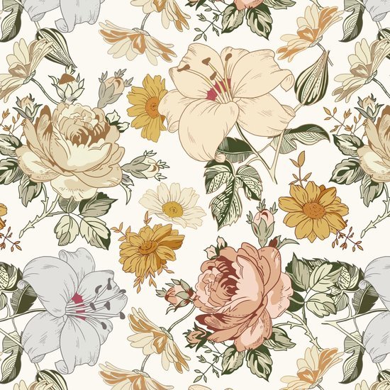 Unyqoos® Waterdicht Zelfklevend Bloemenbehang voor Stijlvolle Interieurdecoratie, 44 cm x 3 m