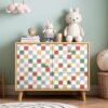 Unyqoos® Kleurrijk zelfklevend behang met schaakbordpatroon voor kinderkamers