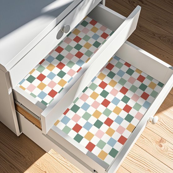 Unyqoos® Kleurrijk zelfklevend behang met schaakbordpatroon voor kinderkamers