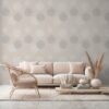 Unyqoos® Vliesbehang met abstract bloemendesign en metallic accenten in beige tint