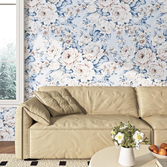 550x550-17536.jpg Unyqoos® Zelfklevend bloemenbehang in blauw en roze voor veelzijdige interieurdecoratie