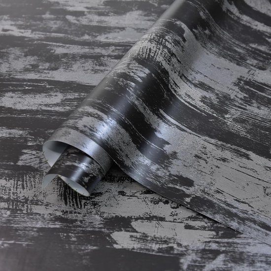 550x550-17557.jpg Unyqoos® Zelfklevend mat zwart en zilver plakfolie voor meubels en muren
