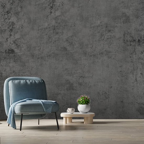Unyqoos® Donkergrijs Zelfklevend Behang in Betonlook voor Industrieel Interieur