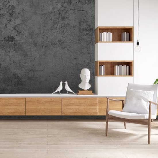 Unyqoos® Donkergrijs Zelfklevend Behang in Betonlook voor Industrieel Interieur