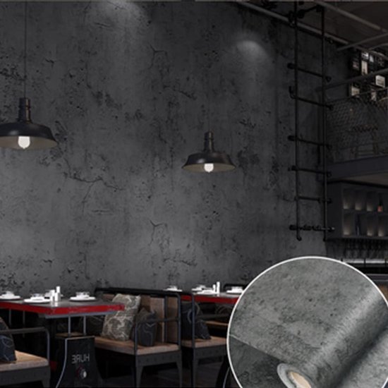 Unyqoos® Donkergrijs Zelfklevend Behang in Betonlook voor Industrieel Interieur