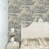 Unyqoos® Zelfklevend vintage behang met dieren en planten in beige en blauw