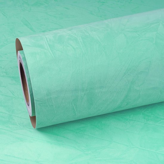 Unyqoos® Zelfklevende mintgroene fluweelachtige muur- en meubelfolie voor decoratie 44.5cm×7m