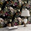 550x550-17590.jpg Unyqoos® Zelfklevend donker bloemenbehang met romantische rozen en wilde bladeren