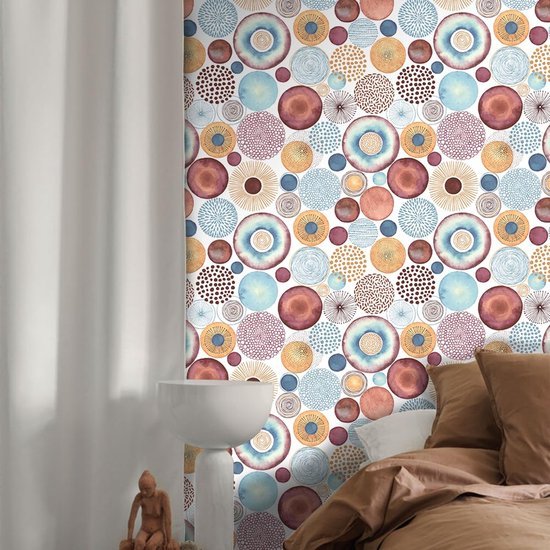 Unyqoos® Waterdichte, zelfklevende vinylbehangrol met abstract cirkelpatroon