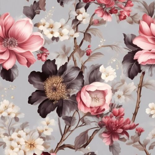 550x550-17638.jpg Unyqoos® Vintage bloemenbehang in grijs en roze voor sfeervolle interieurdecoratie