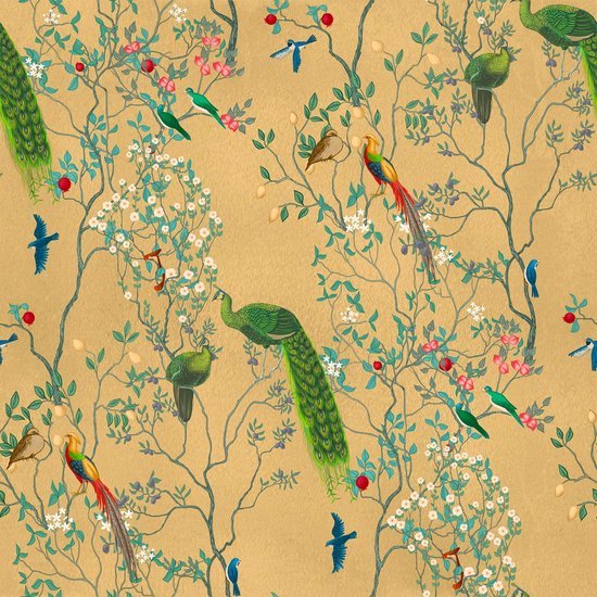 550x550-17647.jpg Unyqoos® Vintage bloemenbehang met tropische vogels en bladeren voor interieurdecoratie