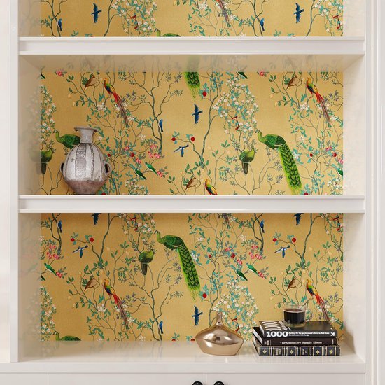 550x550-17649.jpg Unyqoos® Vintage bloemenbehang met tropische vogels en bladeren voor interieurdecoratie