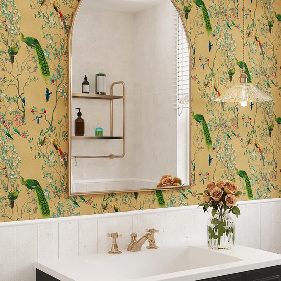 550x550-17655.jpg Unyqoos® Vintage bloemenbehang met tropische vogels en bladeren voor interieurdecoratie