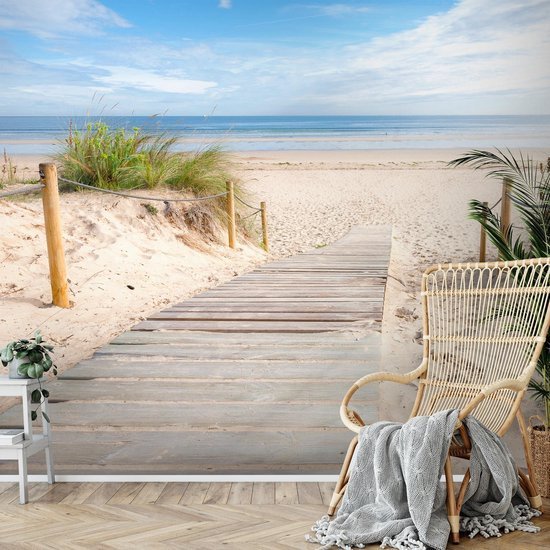 Unyqoos® Groot fotobehang van strand en zee voor moderne woonkamer of slaapkamer