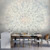 Unyqoos® Groot modern fotobehang met mandala motief in blauw en beige tinten