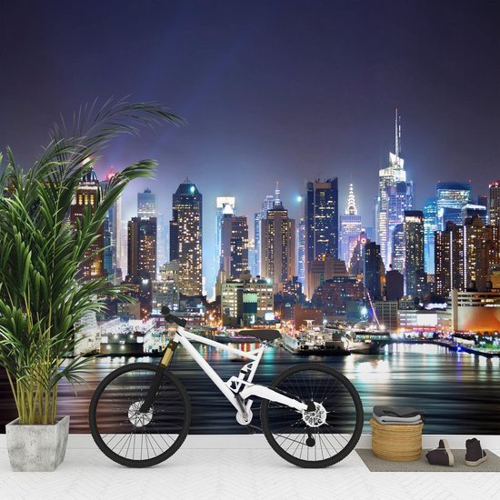 Unyqoos® Kleurrijk fotobehang met skyline van New York voor woonkamer en slaapkamer 352 x 250 cm
