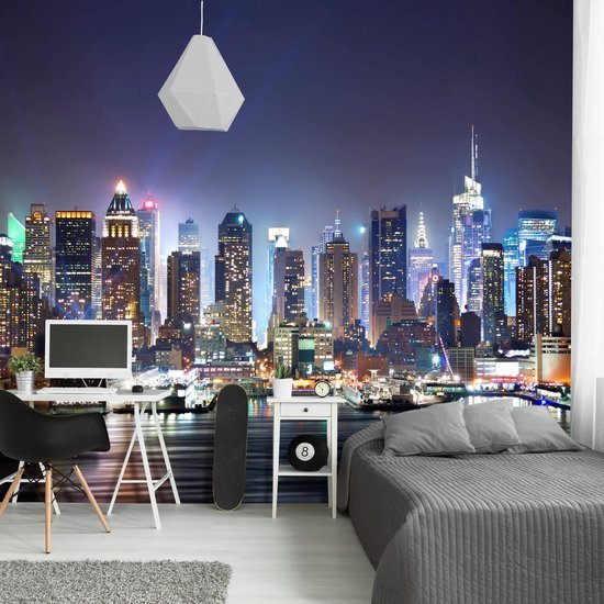 Unyqoos® Kleurrijk fotobehang met skyline van New York voor woonkamer en slaapkamer 352 x 250 cm