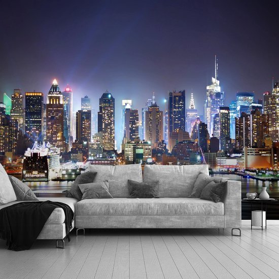 Unyqoos® Kleurrijk fotobehang met skyline van New York voor woonkamer en slaapkamer 352 x 250 cm