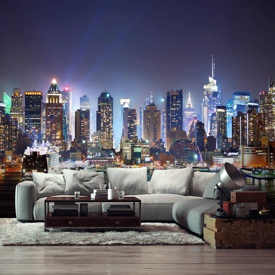 Unyqoos® Kleurrijk fotobehang met skyline van New York voor woonkamer en slaapkamer 352 x 250 cm