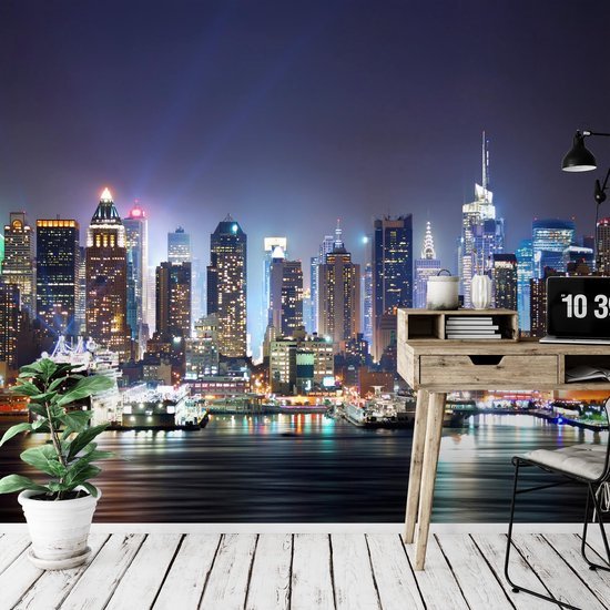 Unyqoos® Kleurrijk fotobehang met skyline van New York voor woonkamer en slaapkamer 352 x 250 cm