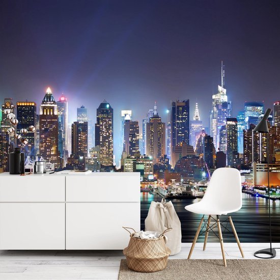 Unyqoos® Kleurrijk fotobehang met skyline van New York voor woonkamer en slaapkamer 352 x 250 cm