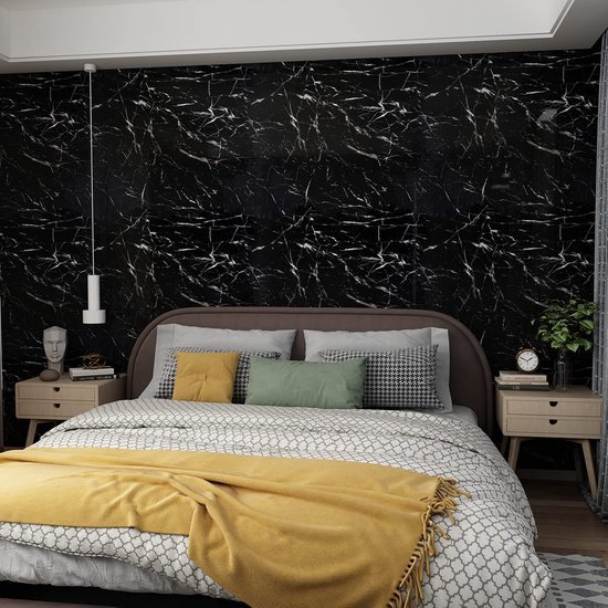 Unyqoos® 40 cm x 3 m Zelfklevend Zwart Wit Marmer Behang voor Meubels en Interieurprojecten