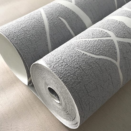 Unyqoos® Modern grijs vliesbehang met 3D reliëf en boomstrepen voor interieurdecoratie