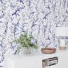550x550-17787.jpg Unyqoos® Vintage blauw bloemenbehang voor stijlvolle woon- en slaapkamerdecoratie