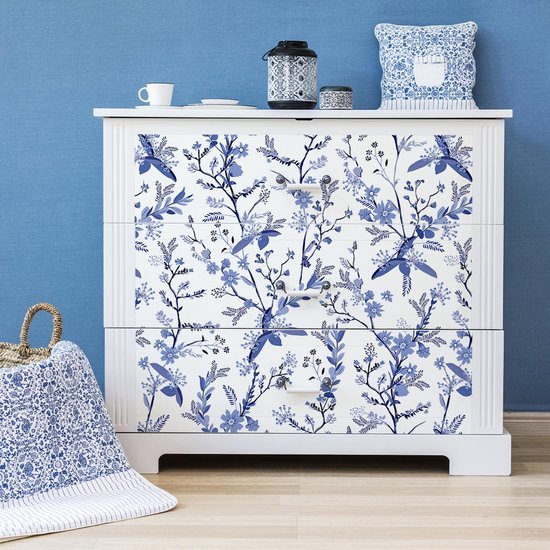 550x550-17788.jpg Unyqoos® Vintage blauw bloemenbehang voor stijlvolle woon- en slaapkamerdecoratie