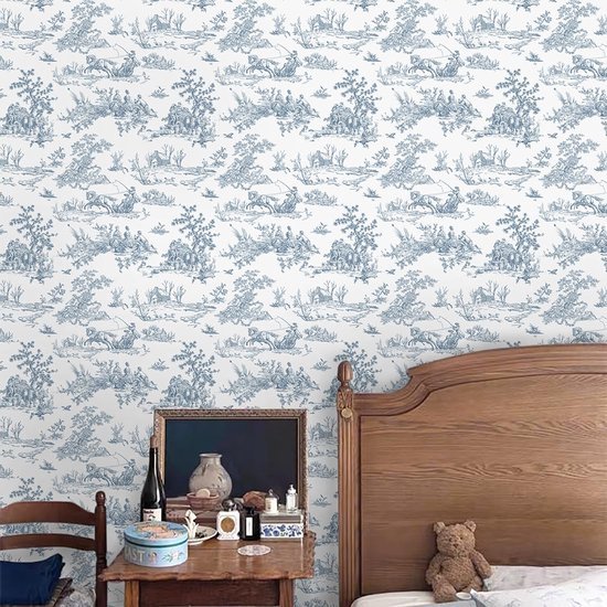 550x550-17808.jpg Unyqoos® Zelfklevend blauw-wit bloemenbehang voor woonkamer en keuken muren