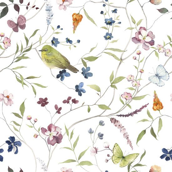 550x550-17864.jpg Unyqoos® Zelfklevend bloemen- en vogelbehang voor kleurrijke interieurdecoratie