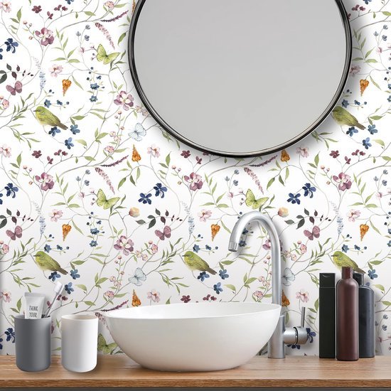 550x550-17865.jpg Unyqoos® Zelfklevend bloemen- en vogelbehang voor kleurrijke interieurdecoratie