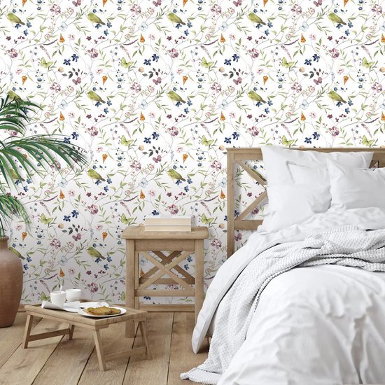 550x550-17868.jpg Unyqoos® Zelfklevend bloemen- en vogelbehang voor kleurrijke interieurdecoratie