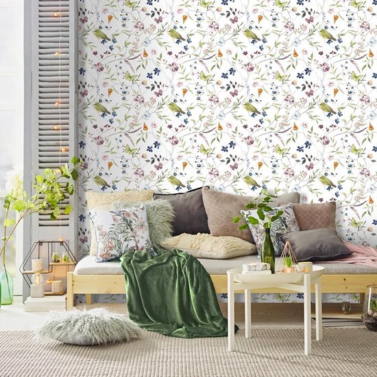 550x550-17869.jpg Unyqoos® Zelfklevend bloemen- en vogelbehang voor kleurrijke interieurdecoratie