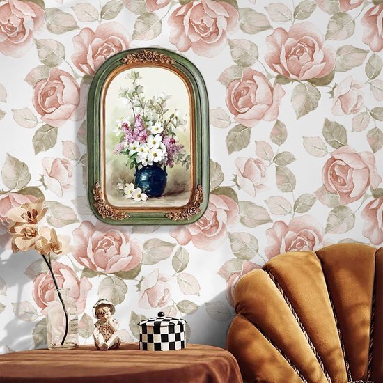 550x550-17926.jpg Unyqoos® Roze en witte zelfklevende decoratieve folie met bloemenpatroon voor elke ruimte