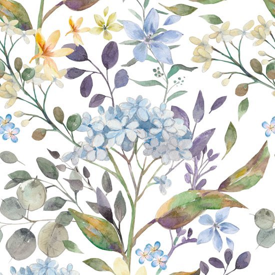 550x550-17929.jpg Unyqoos® Waterdicht vintage bloemenbehang met blauwe tropische bladeren voor elke ruimte