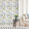 550x550-17932.jpg Unyqoos® Waterdicht vintage bloemenbehang met blauwe tropische bladeren voor elke ruimte