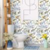 550x550-17933.jpg Unyqoos® Waterdicht vintage bloemenbehang met blauwe tropische bladeren voor elke ruimte