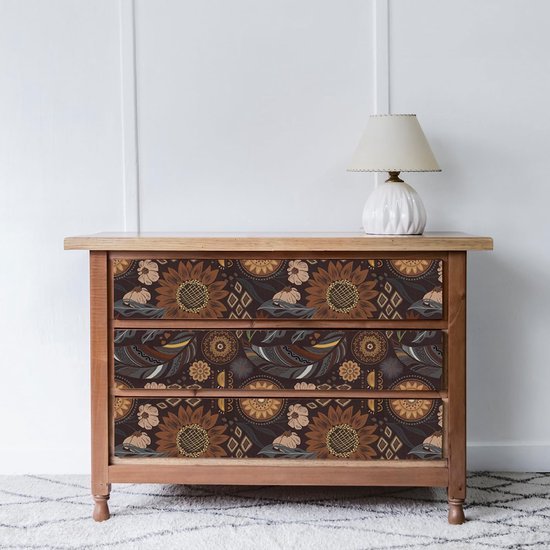 Unyqoos® Zelfklevende Retro Bloemen Meubelfolie voor Woondecoratie - 44 cm x 3 m