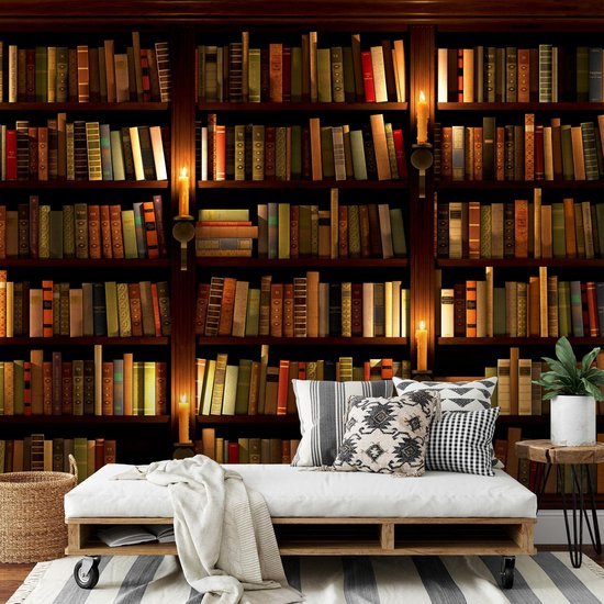 550x550-17962.jpg Unyqoos® Modern vliesfotobehang met bibliotheekmotief voor woonkamer of slaapkamer