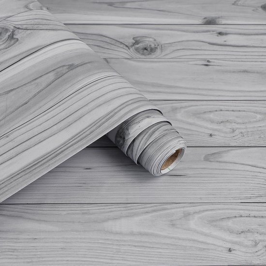 Unyqoos® Zelfklevende Grijze Houtnerf Meubelfolie voor Rustieke Interieurdecoratie, 40 x 3 m