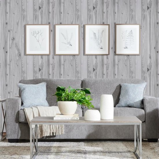 Unyqoos® Zelfklevende Grijze Houtnerf Meubelfolie voor Rustieke Interieurdecoratie, 40 x 3 m