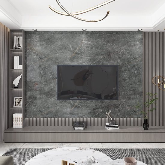 Unyqoos® Zelfklevende Waterdichte Vinylfolie met Donkergrijs Marmer- en Granietpatroon voor Interieurdecoratie