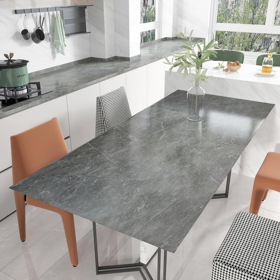 Unyqoos® Zelfklevende Waterdichte Vinylfolie met Donkergrijs Marmer- en Granietpatroon voor Interieurdecoratie