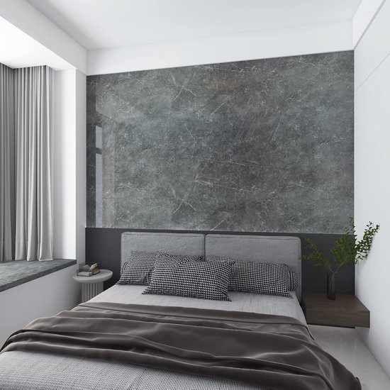 Unyqoos® Zelfklevende Waterdichte Vinylfolie met Donkergrijs Marmer- en Granietpatroon voor Interieurdecoratie