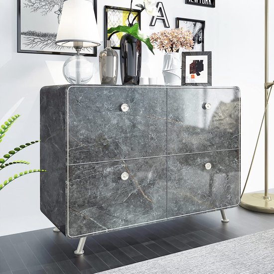 Unyqoos® Zelfklevende Waterdichte Vinylfolie met Donkergrijs Marmer- en Granietpatroon voor Interieurdecoratie